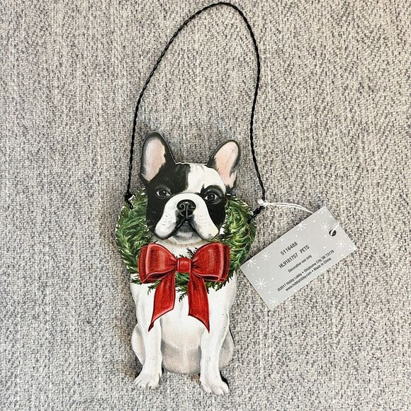 French Bulldog Boston‎ Terrier Christmas Ornament By Kathy Painted Hobby Lobby - Picture 1 of 6